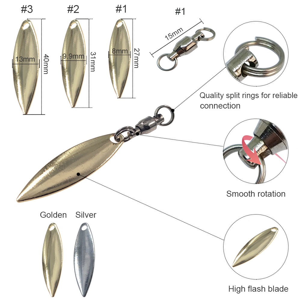 10pcs Willowleaf Blades Spinne - Fishing Lure Blade Bait recension och pris